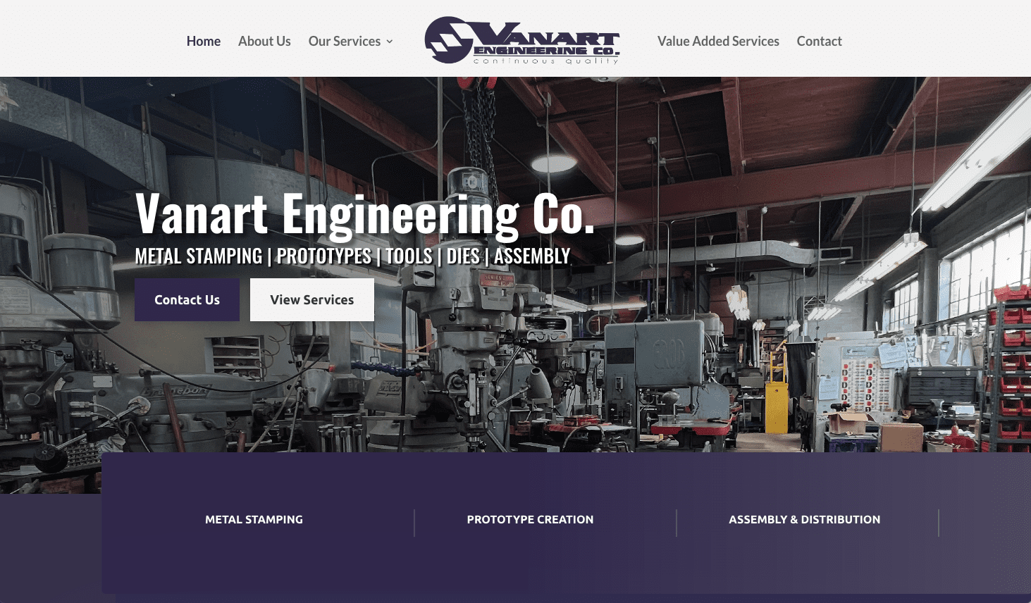 Vanart Engineering Homepage Design