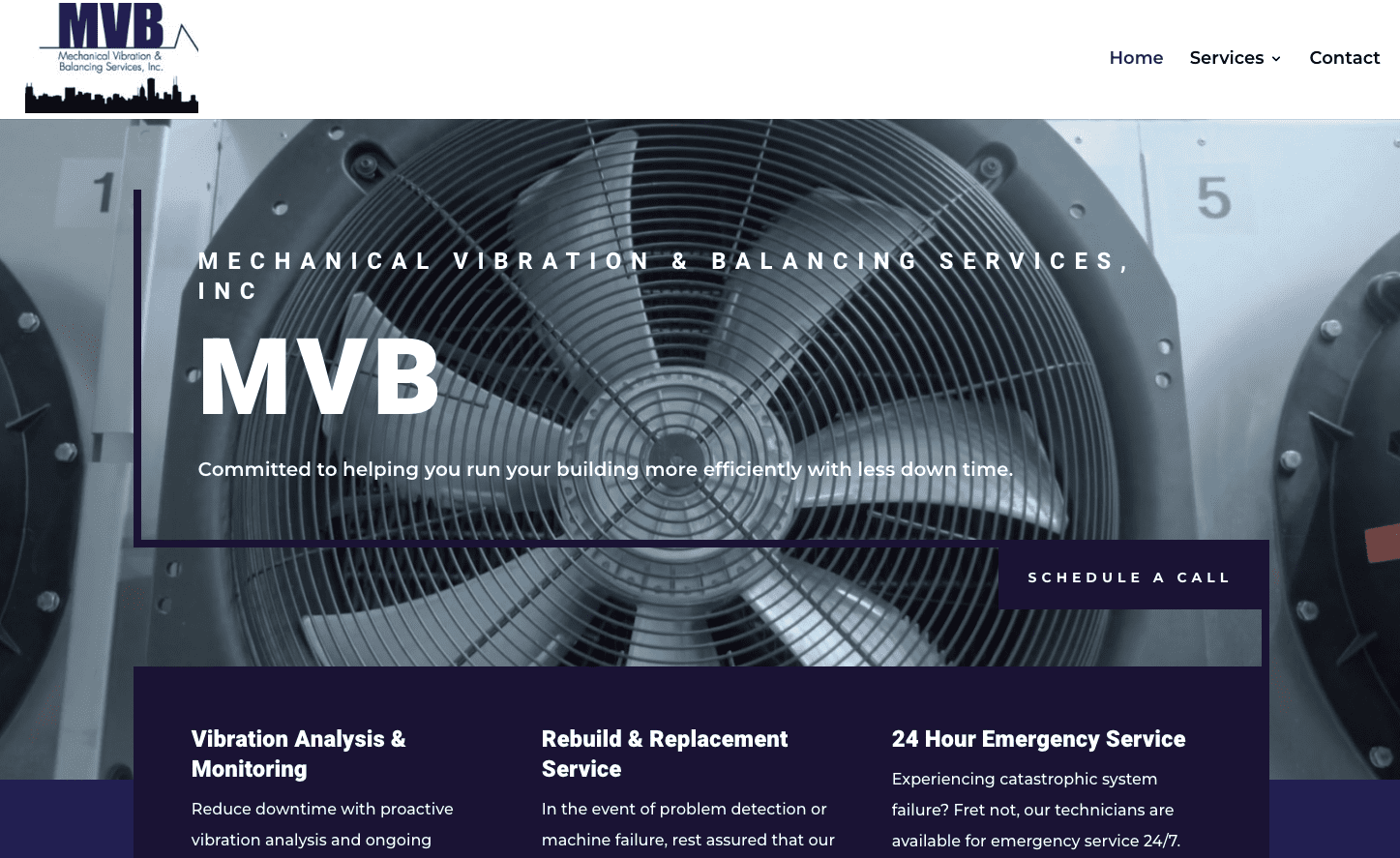 MVB Services Inc homepage design