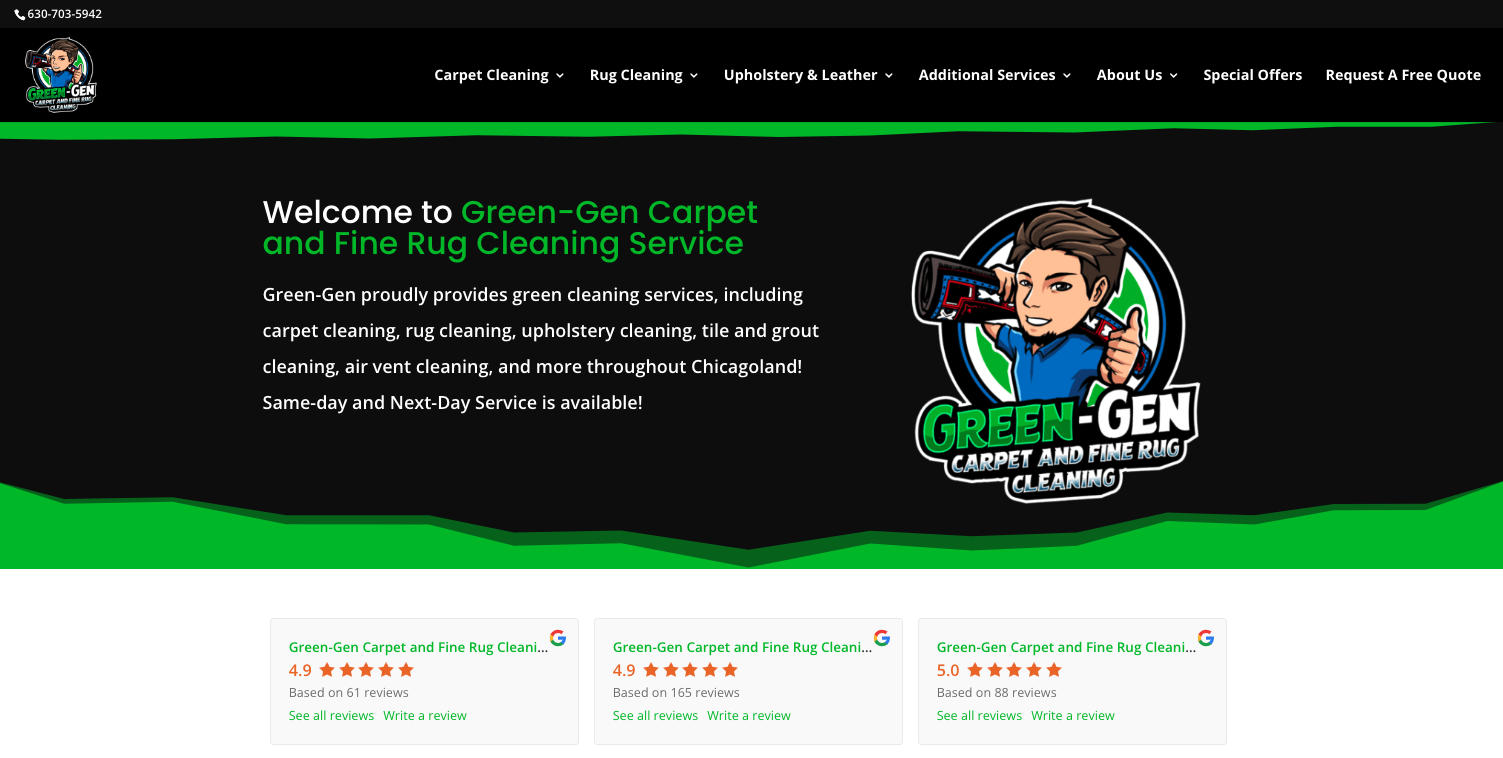 Green Gen Fine Rug and Carpet Cleaning Homepage